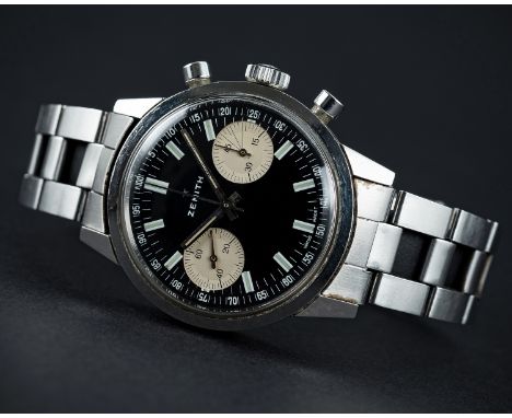 A RARE GENTLEMAN'S STAINLESS STEEL ZENITH CHRONOGRAPH BRACELET WATCH CIRCA 1970, REF. A278Movement: Manual wind, cal. 146 DP,