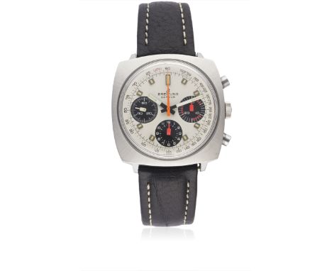 A RARE GENTLEMAN'S STAINLESS STEEL BREITLING TOP TIME CHRONOGRAPH WRIST WATCH CIRCA 1969, REF. 814 WITH "PANDA" DIALMovement: