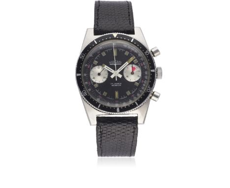 A GENTLEMAN'S STAINLESS STEEL VULCAIN DIVERS CHRONOGRAPH WRIST WATCH CIRCA 1970Movement: 17J, manual wind, Valjoux cal. 23.Ca