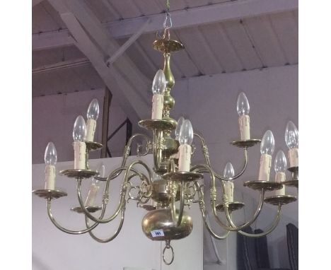 A Good Brass Eight Branch Chandelier. 