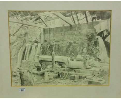 A Group of Three Pictures to Include a Pencil Drawing by Laurence Hudson, a Pencil Drawing by Mary Hartman, 'Village Stopover