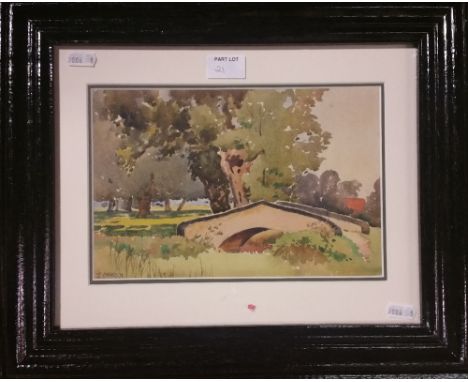 A Group of Three Paintings to Include Watercolour of a Lake Scene, a Limited Edition Print by Liam O'Neill 'Aran Fishermen', 