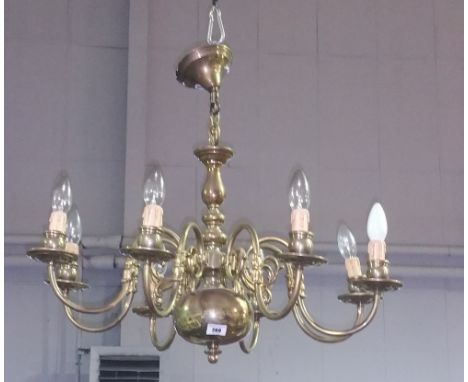 A Good Brass Eight Branch Chandelier. 