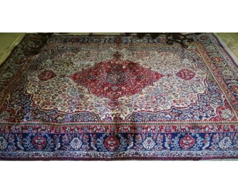 Ivory Ground Kashmir Rogue Traditional Medallion Design Rug, 64ins x 45ins.