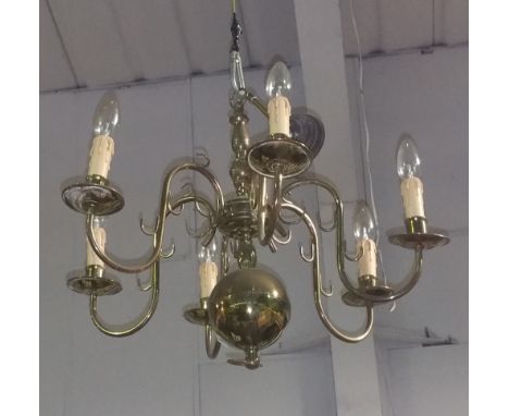 A Good Brass Six Branch Chandelier. 