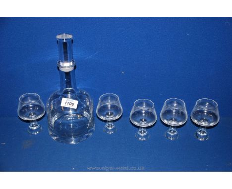 A Dartington glass decanter together with five Holmegaard Princess brandy glasses.