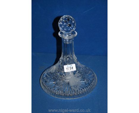 A Royal Brierley ship's Decanter in Fuchsia design, 10'' tall, 7 1/2'' diameter base
