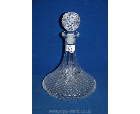 A heavy ship's Decanter and stopper, 11 1/4" tall.