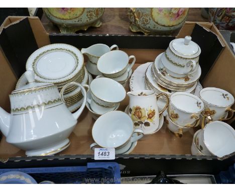Two part Tea sets including a Noritake teapot, six cups, saucers and tea plates, sugar bowl a/f and a milk jug and a Royal Im