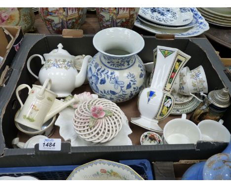 A quantity of china including a Marlborough china teapot, three cups, two saucers and plate, an Aynsley small watering can, t