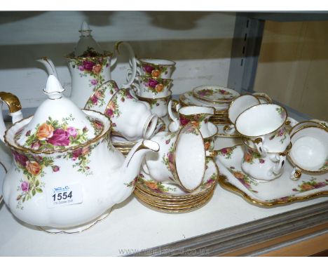 A Royal Albert "Old Country Roses" Tea and Coffee set including six cups each of tea and coffee cups and saucers, six side pl