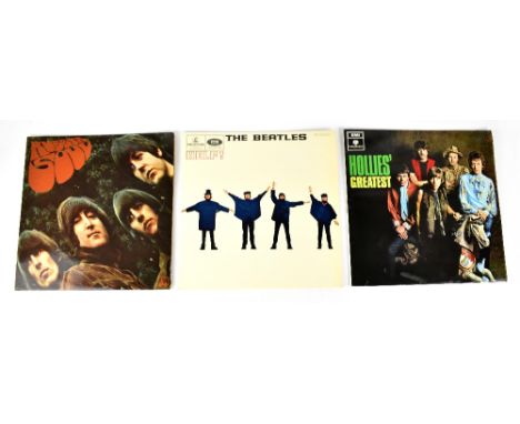 Two Beatles LPs 'Rubber Soul' and 'Help', also Hollies Greatest LP, all on yellow black Parlophone (3). CONDITION REPORT Rubb