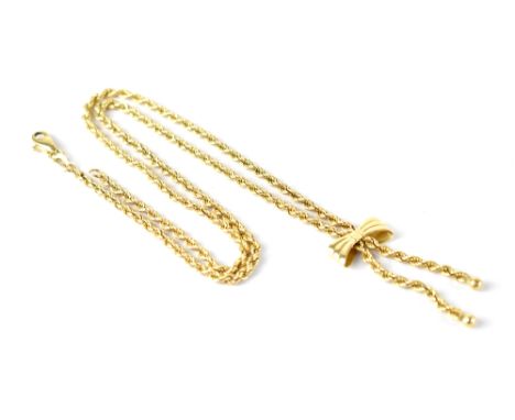 A 9ct gold rope twist and gold bow necklace, hallmarked, length 40cm, approx 4.4g.