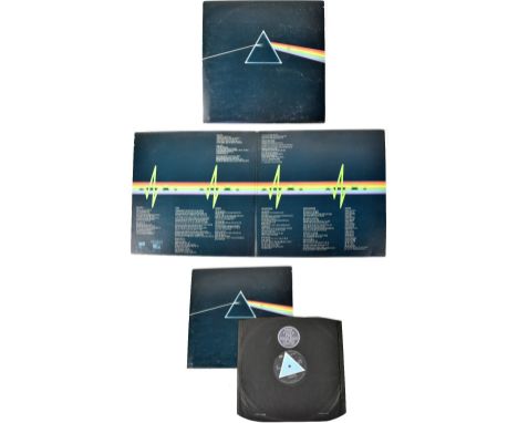 Pink Floyd 'Dark Side of the Moon' original UK pressing with sky blue triangle on label, with two posters and two stickers by