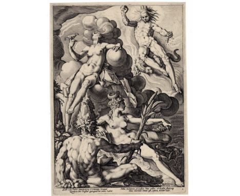 The four elements, Jacob Matham, Hendrick Goltzius  The four elements, engraving made by  Jacob Matham (1571-1631) in 1588, a