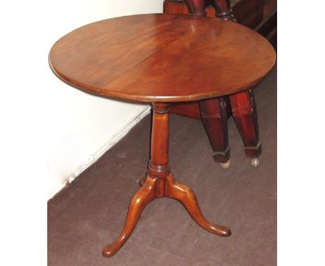 TRIPOD TABLE, George III mahogany with circular tilt top on bird cage support, 71cm H x 74cm. (with faults)