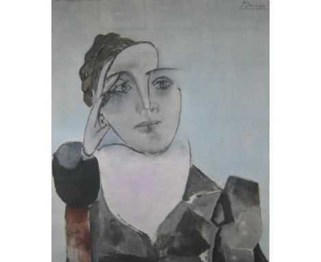 AFTER PABLO PICASSO (Spanish,1881-1973) Portrait of Dora Maar offset lithograph in colours with signature, 62cm x 53cm. (proo