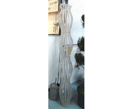 HANGING LAMP, wave form with crystal beads, 185cm H.