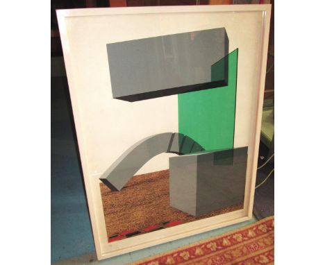20TH CENTURY SCHOOL, 'Untitled geometric study' lithograph, 85cm x 66cm, framed.