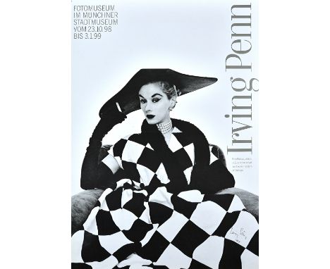 IRVING PENN  (1917 - 2009)  a signed Irving Penn poster of his 1950 photograph Harlequin Dress.
the image of Lisa Fonssagrive