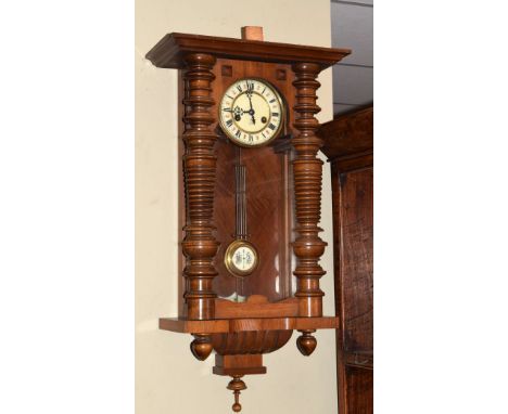 Victorian walnut cased Vienna style wall clock   Condition: 