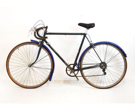 Vintage touring cycle - Percy Stallard steel framed cycle in dark blue with gold tube lining having Benelux front changer and