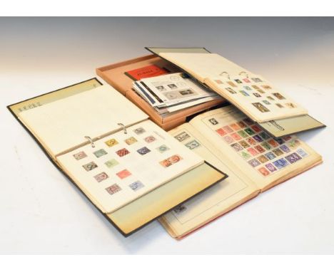 Stamps - Three albums of assorted World stamps and a box of first day covers etc   Condition: 