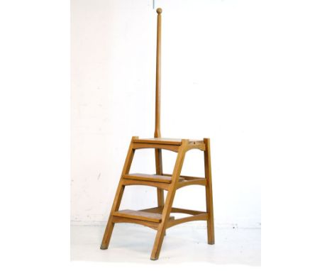 Modern set of light oak library steps, designed and made by Colin Freeman of Pawlett, Somerset   Condition: 