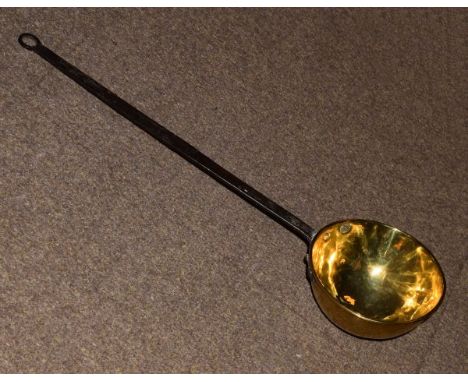 19th Century steel handled brass ladle   Condition: 