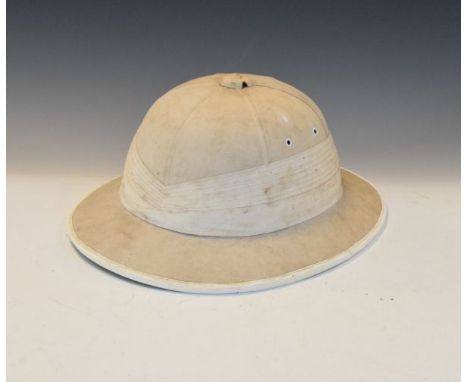 Vintage pith helmet, the inside with label for Comfortilet, Bowbilt sunhat, fitted Owens patent ventilator, Charles Owen & Co
