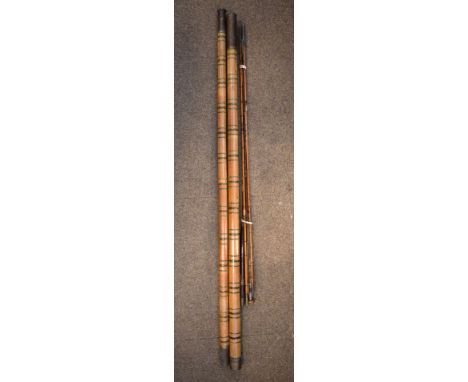 Angling Interest - Vintage bamboo multi section pole, and two other cane fishing rods   Condition: 