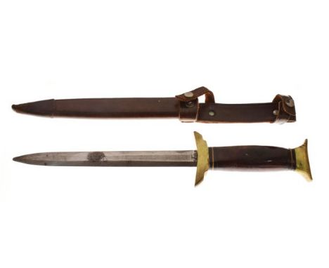 Köller Solingen dagger in leather scabbard having wooden handle   Condition: 