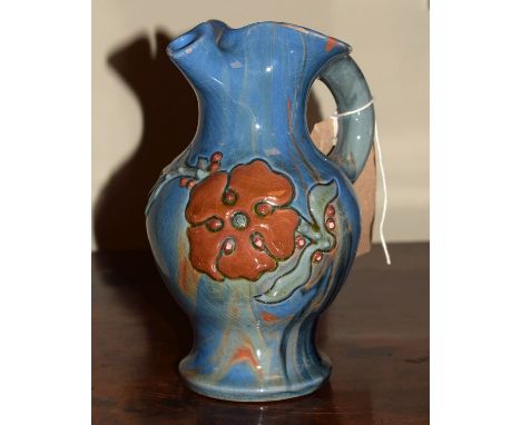 Elton Ware jug with typical floral decoration on a light blue ground   Condition: 