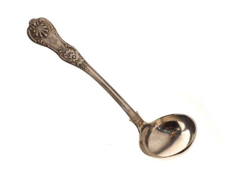 Victorian Scottish silver Queens pattern sauce ladle, maker John Muir Junior, Glasgow 1857, 19cm long   Condition: 