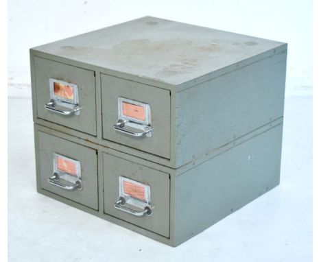 Vintage metal four drawer desk top filing cabinet   Condition: 