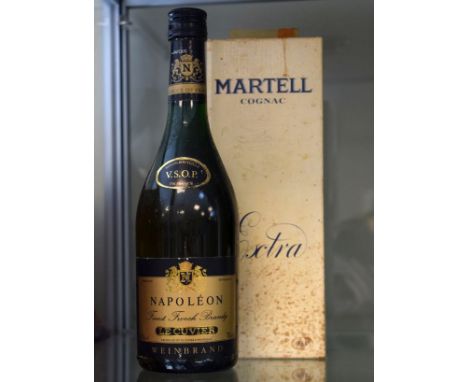 Bottle of Martel Cognac 'Extra', boxed and a bottle of Napoleon brandy   Condition: 