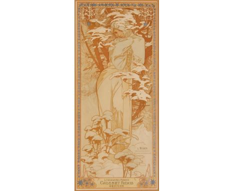 signed in the plate 'Mucha' (lower left), inscribed in the plateplate 'L'Hiver s'habritant contre les frimas dans le calme de