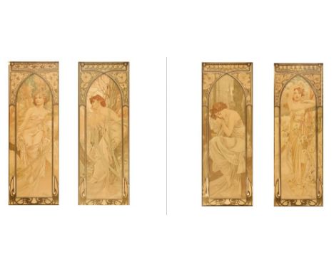 each signed ‘Mucha 99’lithograph in colours107.7 ? 39 cmwith modern framesIn this series, Mucha combined fresh yet delicate c