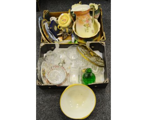 Household goods - glassware; Victorian wash jug; Victorian jardiniere; light fitting; etc