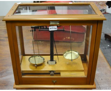 An early 20th century cased set of  Preston of Sheffield balance scales 