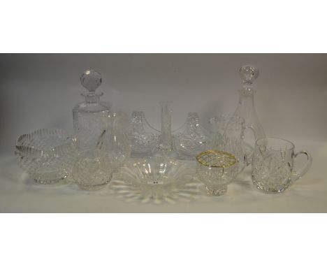 Glassware - an Edinburgh crystal cut glass decanter; a Dartington Daisy bowl; etc qty