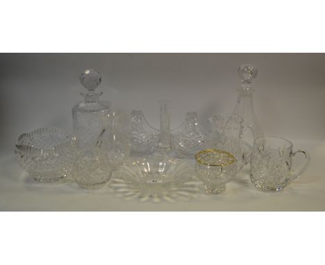 Glassware - an Edinburgh crystal cut glass decanter; a Dartington Daisy bowl; etc qty