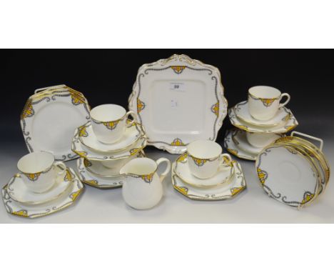 A Paragon china Art Deco style part tea service 