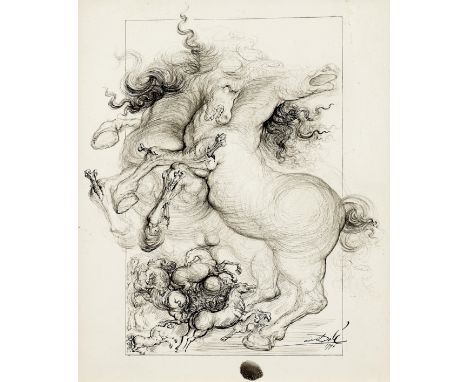 SALVADOR DALÍ (1904-1989)Les chevaux de Duncan, roi d'Ecosse signed and dated 'Dalí 1946' (lower right)pen and India ink and 