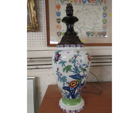 BOOTHS POMPADOUR PATTERN CHINA TABLE LAMP BASE. (NEEDS RE-WIRING)