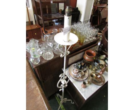 WROUGHT METAL STANDARD LAMP PAINTED WHITE (NO SHADE) (NEEDS RE-WIRING)