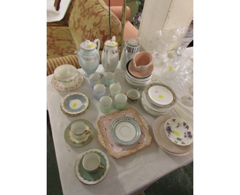 AYNSLEY COFFEE CUPS AND SAUCERS, VARIOUS COFFEE POTS AND OTHER TEA CHINA INCLUDING TUSCAN, DOULTON