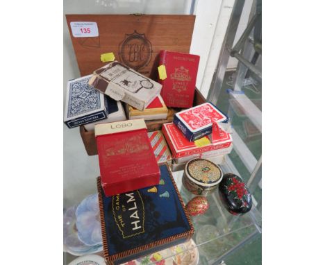 QUANTITY OF VINTAGE PLAYING CARDS TOGETHER WITH LACQUERED TRINKET BOXES
