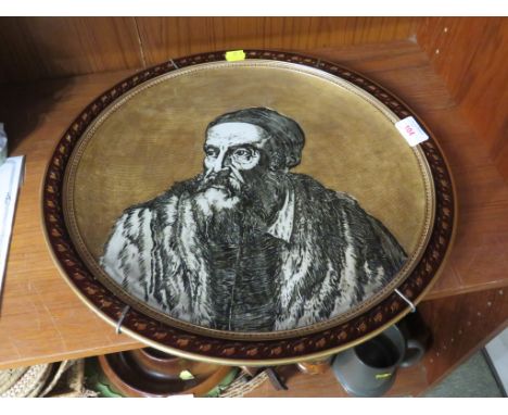 VILLEROY &amp; BOCH LARGE CERAMIC DISPLAY PLATE DEPICTING HEAD AND SHOULDERS PORTRAIT (POSSIBLY MICHELANGELO) (AF)