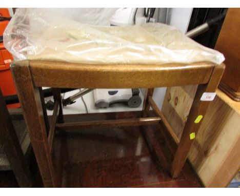 OAK FRAMED DRESSING TABLE STOOL.